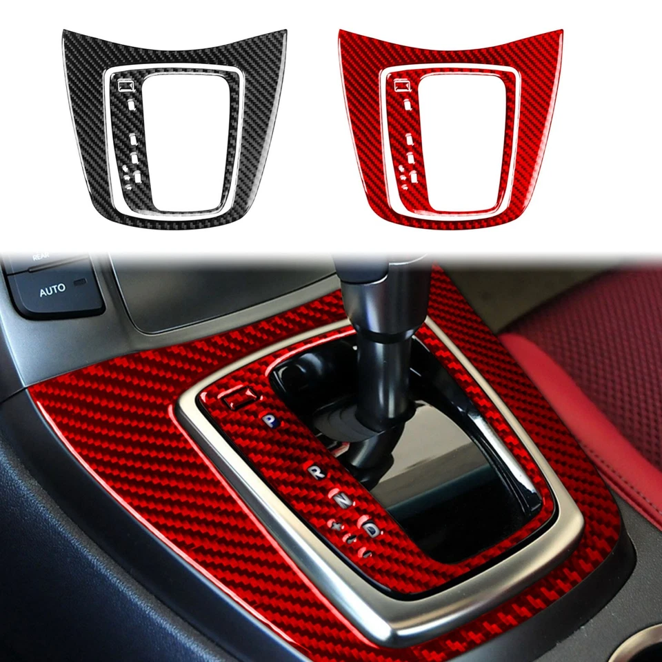 Juego de paneles de palanca de cambios interior de fibra de carbono rojo para Hyundai Genesis Coupé 13-16 Foto 4 de 4
