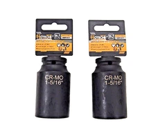 2 Pcs 1/2" Dr. Air Impact Socket Deep 6 Points CR-MO SAE 1-5/16" 18091317