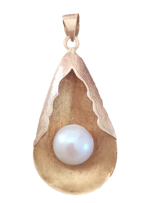 CIONDOLO antico ORO giallo 750 18kt con meravigliosa PERLA Akoya naturale mare - Immagine 2 di 4