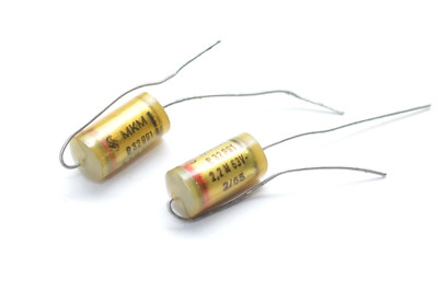 2x Vintage MKM-Kondensator von Siemens & Halske Typ B32991, 2.2 µF / 63 V, NOS