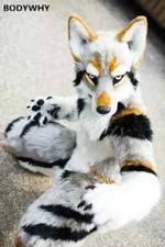 Long Fur Mascot Costume Husky Dog Fox Fursuit Wolf Cospaly Party Halloween Suit