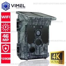 WIFI Solar Security Game Camera 128GB UHD 4K 46MP Hunting Outdoor Recorder APP