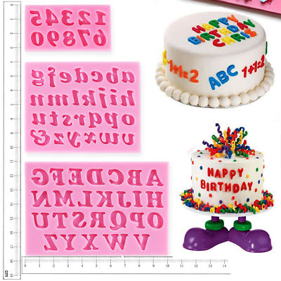 3 Stck. Silikon Alphabet Zahl Buchstaben Fondant Form Geburtstag Kuchen Dekoration Werkzeug