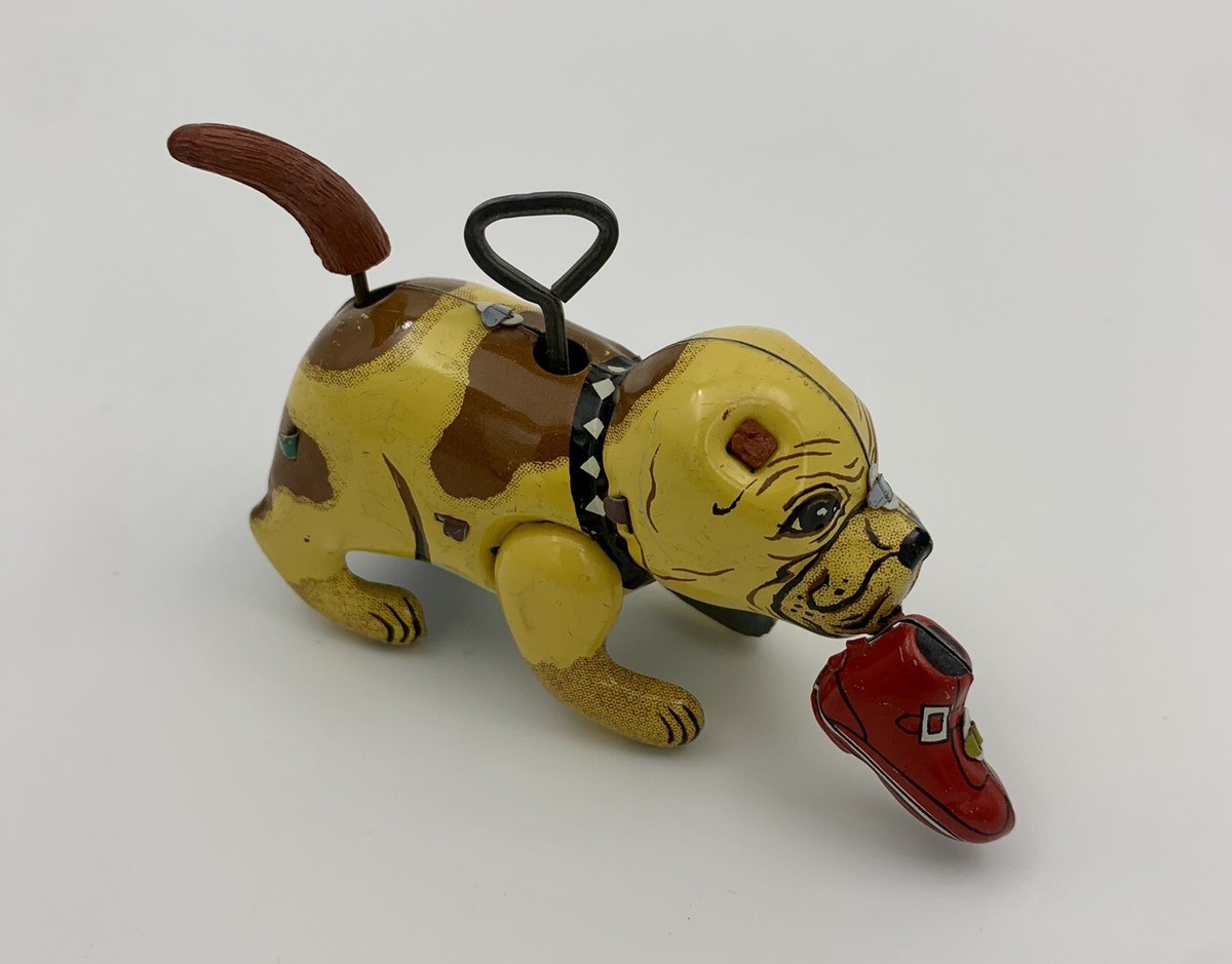 Vintage Mid Century Wind Up Dog Toy Collectible - Movable with a