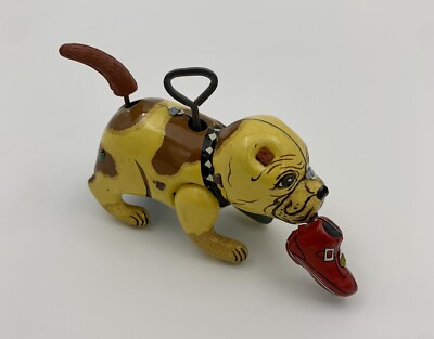 Vintage Mid Century Wind Up Dog Toy Collectible - Movable with a