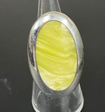 Vintage Southwestern Sterling Silver and Yellow Agate Ring Size 7 Signed FAS