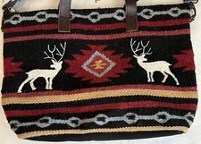 Rare Scully Wool Tote Handbag Multicolor Deer Xl Aztec Southwest Euc Crossbody