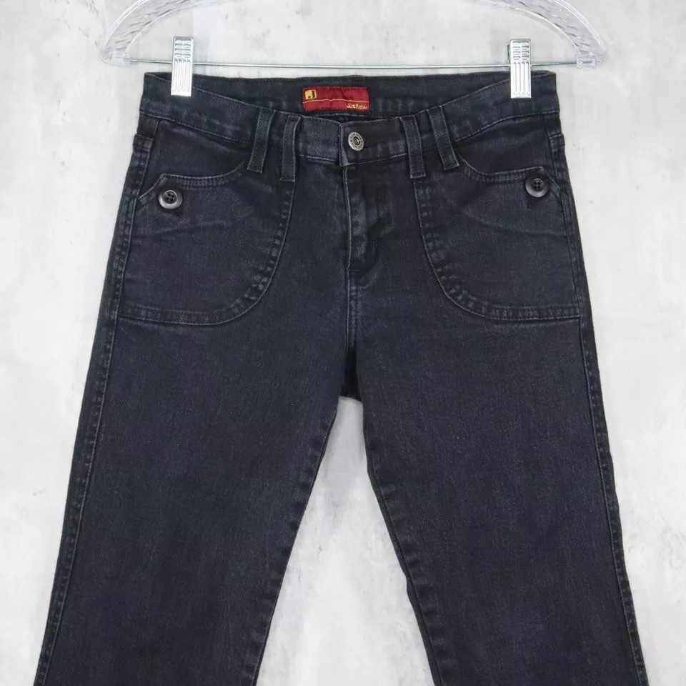 Pantalones de mezclilla Just USA para mujer talla 9 negros corte bota tiro bajo 29" entrepierna vintage informales Foto 2 de 4