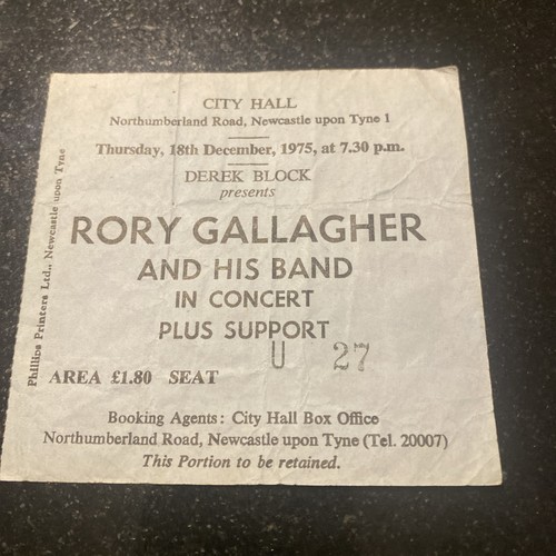 Rory Gallagher 1975 Used Concert Ticket City Hall Newcastle UK Tour