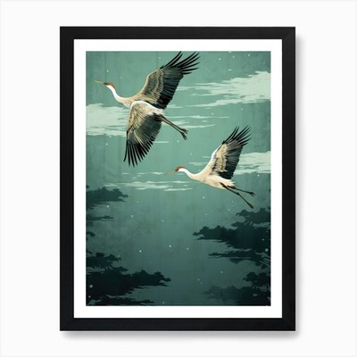 Cranes In Flight 4 Art Print Framed Wall Art Poster Canvas Print Picture