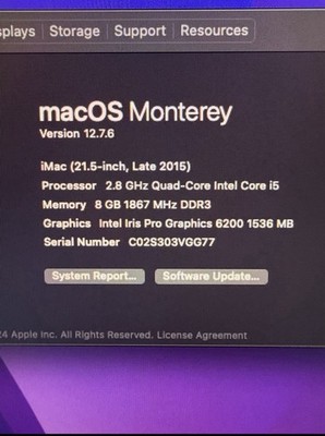 iMac (21.5-inch, Late 2015) Processor 2.8 GHZ intel Core i5, 8 GB-FREE SHIPPING