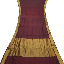 Vintage Burgundy Sarees 100 Pure Cotton Zari Handwoven Sari 6YD Craft Fabric