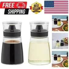 Glass Oil & Vinegar Dispenser Set - Leak-Proof No-Drip Glass Salad Dressing B...