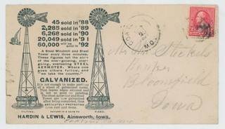 Mr Fancy Cancel 2c ILLUSTRATED AD COVER WIND MILLS COATSVILLE MO 1897 CDS