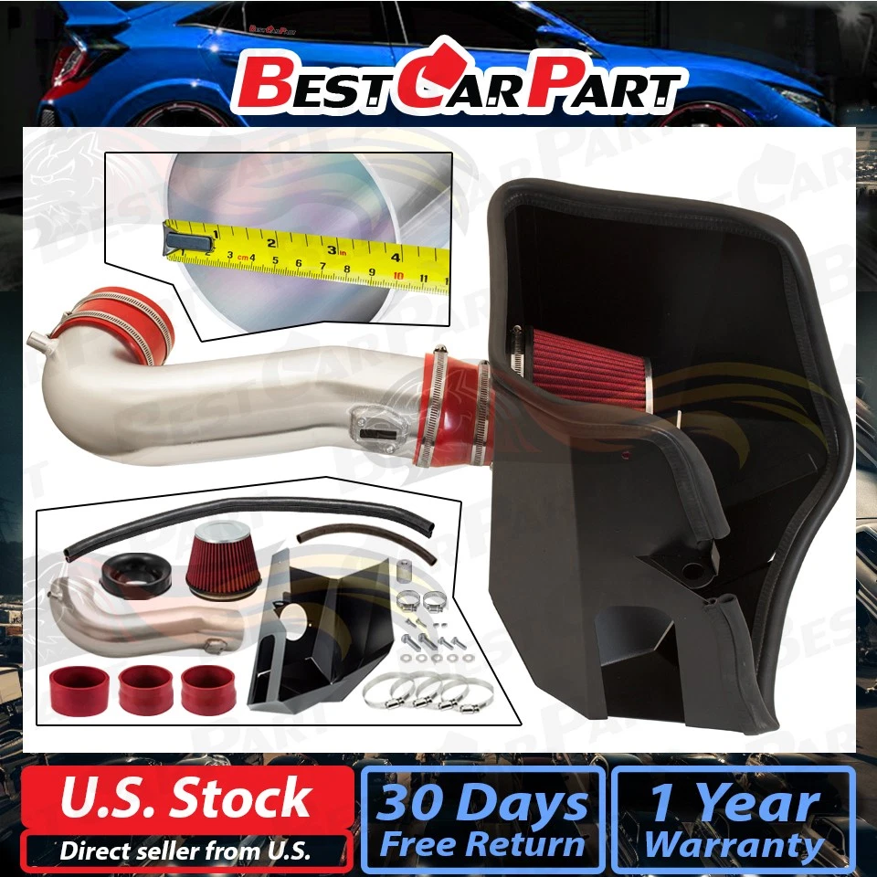 BCP RED 2021-2025 GMC Yukon 5.3/6.2L V8 Heat Shield Cold Air Intake Kit +Filter - Image 2 of 4