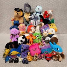 Vintage Bear Dolphin Aflac Disney Plush Promo Souvenir Keychain Clip Lot 30+ Pcs