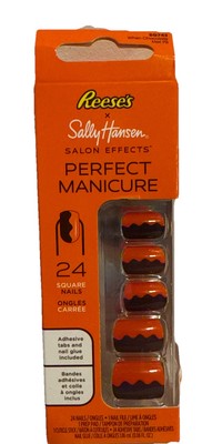 Sally Hansen & Reese s perfect manicure 24 square nails Halloween Hershey s fun!