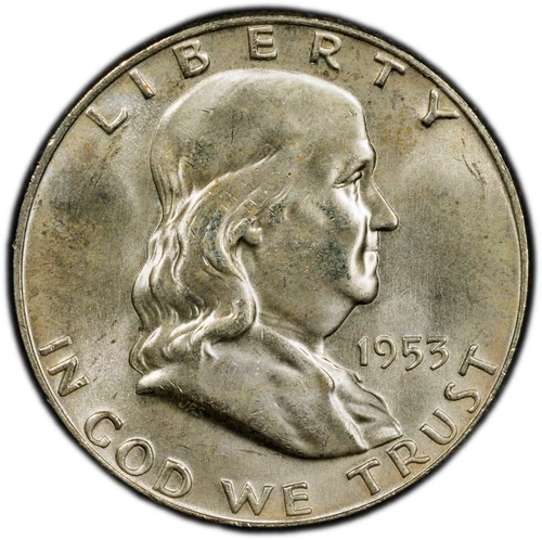 1953-D PCGS MS64 FBL Franklin Silver Half Dollar w/ Good Strike & Nice Surfaces