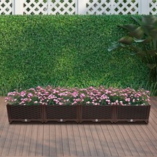 Raised Garden Bed Box, Large Plastic Planter Box Garden&Yard 156*39*22cm Brown