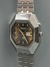 OROLOGIO DA UOMO VINTAGE ANNI 70 RICOH 21 JEWELS AUTOMATICO DAY DATE CASSA OTTAGONALE QUADRANTE FUME