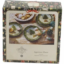 John Derian Christmas Appetizer Plates Set of 4 Tree