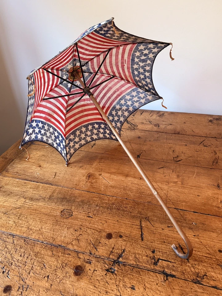 Antique American Flag Patriotic Child's Parasol - Fourth Of July Parade - Image 2 of 4