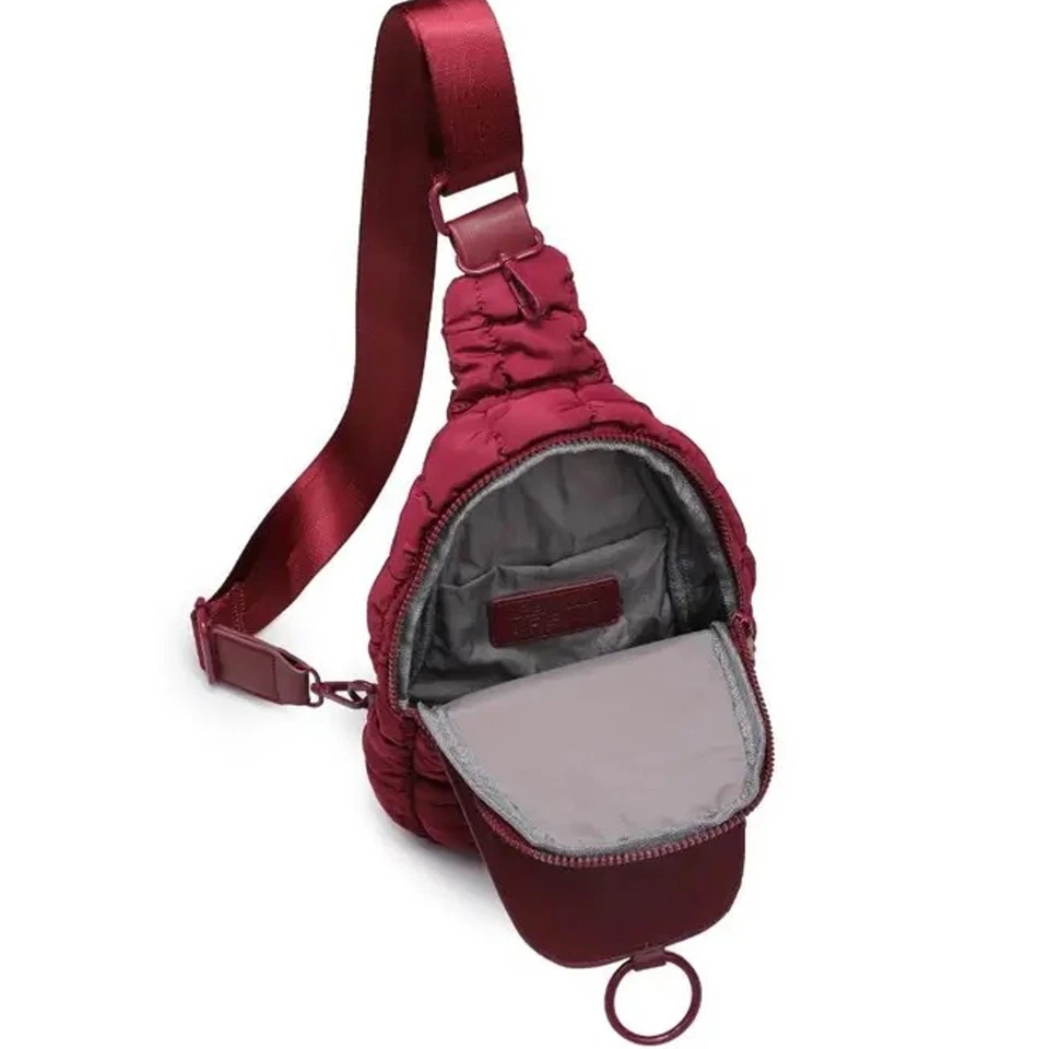 Mochila con cabestrillo de nailon acolchada hinchada Bristol borgoña Foto 4 de 4