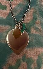 Me and Ro Sterling Silver/10k gold turquoise double heart necklace