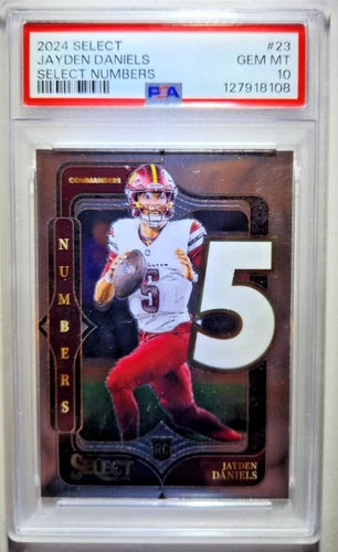 2024 Panini Select Numbers Jayden Daniels #23 (RC) PSA 10 Gem Commanders Rookie