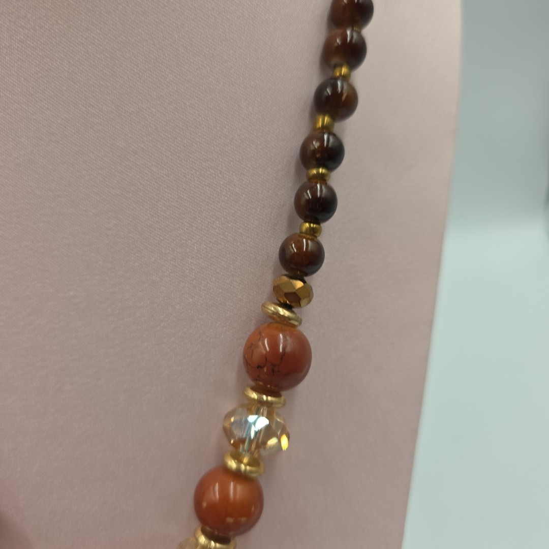 Murano Rectangular Pendant Brown/Gold Metallic Fa… - image 7