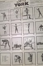 York Dumbell Dumbbells Exercise Chart Poster Wall Instruction Fitness Workout