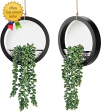 Der Rose 2 Pack Hanging Fake Plants – Black Pot Succulents Boho Wall Decor