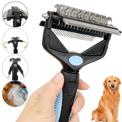 3-in-1 Pet Deshedding Brush Dog Cat Grooming Comb Hair Remover Fur Knot Cutter