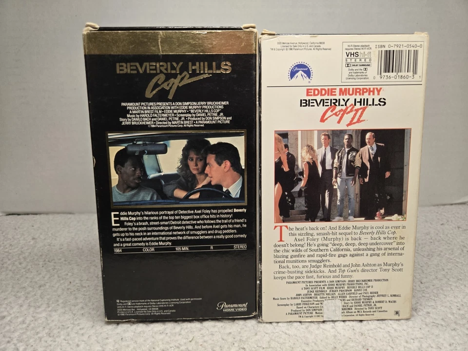 Beverly Hills Cop 1 & 2 VHS lot Eddie Murphy Tested 1980s Comedy  - Image 2 of 4