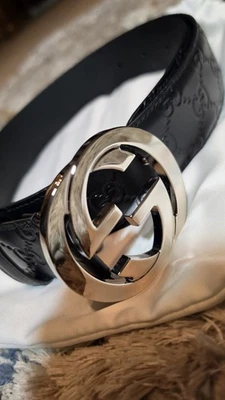 GUCCI Herren GG Logo Leder Gürtel Schwarz Farbe 411924 CWC1N Größe 95-38 - Bild 1 von 3
