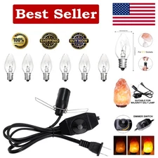Complete Salt Lamp Cord & Bulbs Set: 5ft Cord with Dimmer & 6 Halogen 15W