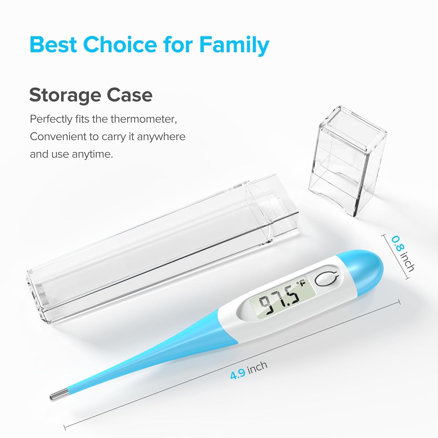 Thermometer for Adults and Kids with 8 Seconds Fast Accurate Light Blue 