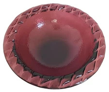 FIRE AND LIGHT RECYCLED SEA GLASS PLUM PURPLE AMETHYST PASTA ART GLASS BOWL 