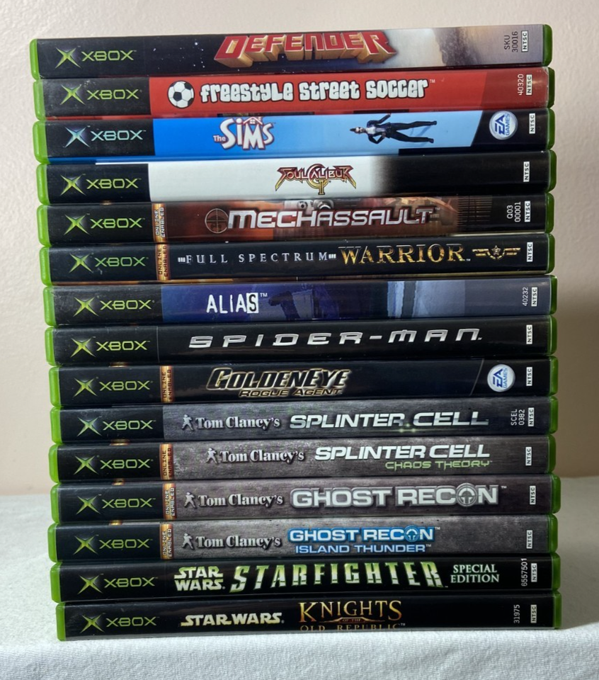 Original Xbox LOT: Star Wars / Splinter Cell / Spider Man / Alias ...