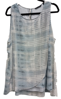 H By Halston Womens Tank Top Size XL Gray Tie Dye Layered Romantic Flowy