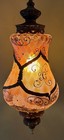 Pair of Vintage Mid Century Hollywood Regency Amber Glass Swag Lamps — photo 1