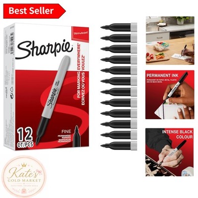 High-Quality 12 Pack Black Permanent Markers - Quick-Drying & Water Resistant