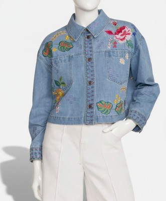 Johnny Was Women's Blue Jeanette Cropped Denim Jacket Size 1X