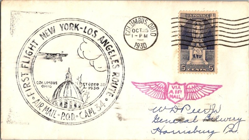 Transcontinental and Western Air First Flight Columbus Ohio - Harrisburg PA 1930