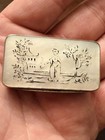 Rare Early Mother Of Pearl And Silver Match Safe With Striker Inlaid Design Rare