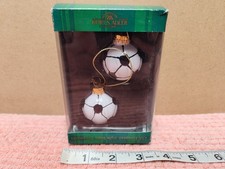 Kurt Adler Christmas KSA European Style Glass "Soccer" Ornament Set 2"