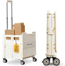 Einkaufstrolley klappbar faltbar Klappkiste Teleskopgriff & 30KG Traglast Beige