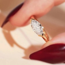 14k Yellow Gold Plated 2.00 Ct Lab Created Moissanite Wedding Marquise Cut Ring