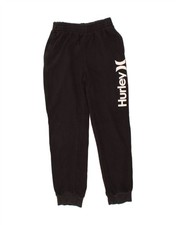HURLEY Boys Graphic Tracksuit Trousers Joggers 13-14 Years XL Black Cotton AM08