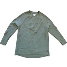 Athleta Hanover V-Neck Olive Green Size M Merino Wool Blend Sweater